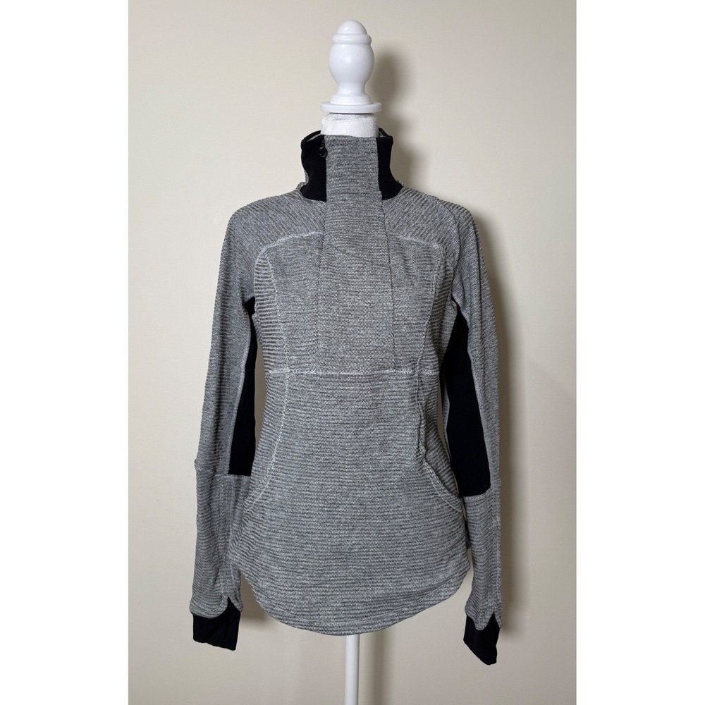 Lululemon Grey Mock Neck Zip Up Athletic Pullover Top Size 6 Women's  #1/7.50